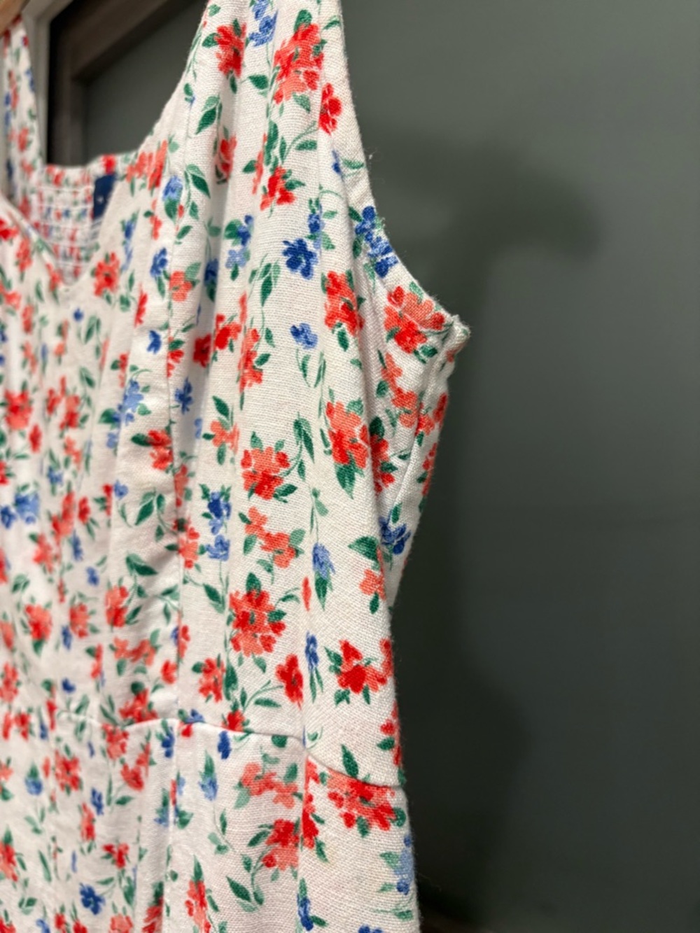 Old Navy Midi Dress with Red & Blue Floral Print - Picture 5 of 12
